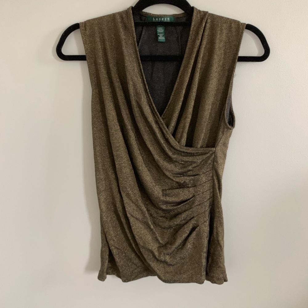 Ralph Lauren M Metallic Bronze Tank Blouse Shirt